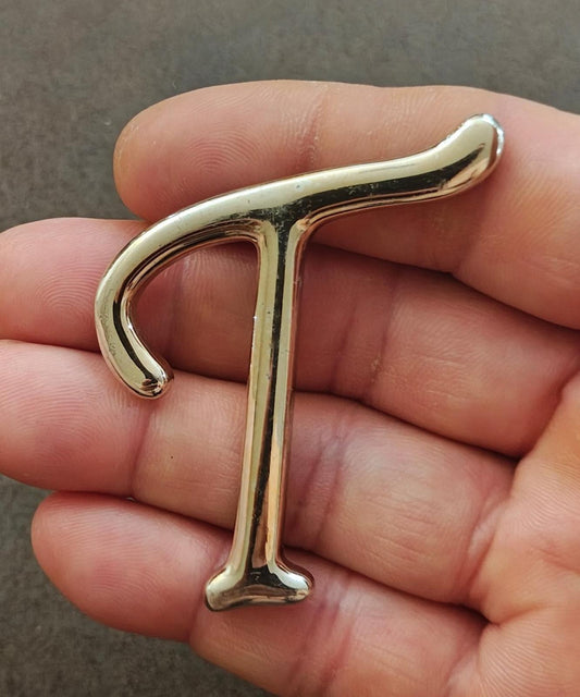 1980s Monogram Initial Letter T Silver Tone Pin/Brooch