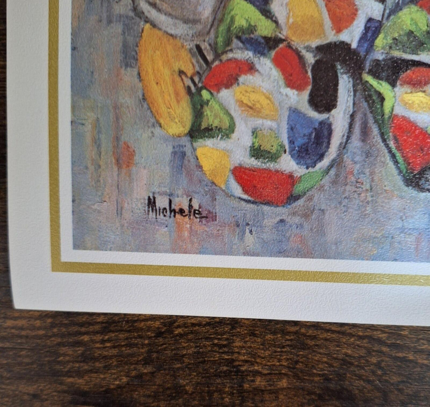1960s Clown Balloons Lithograph Print Artist Signed Michele Reprint