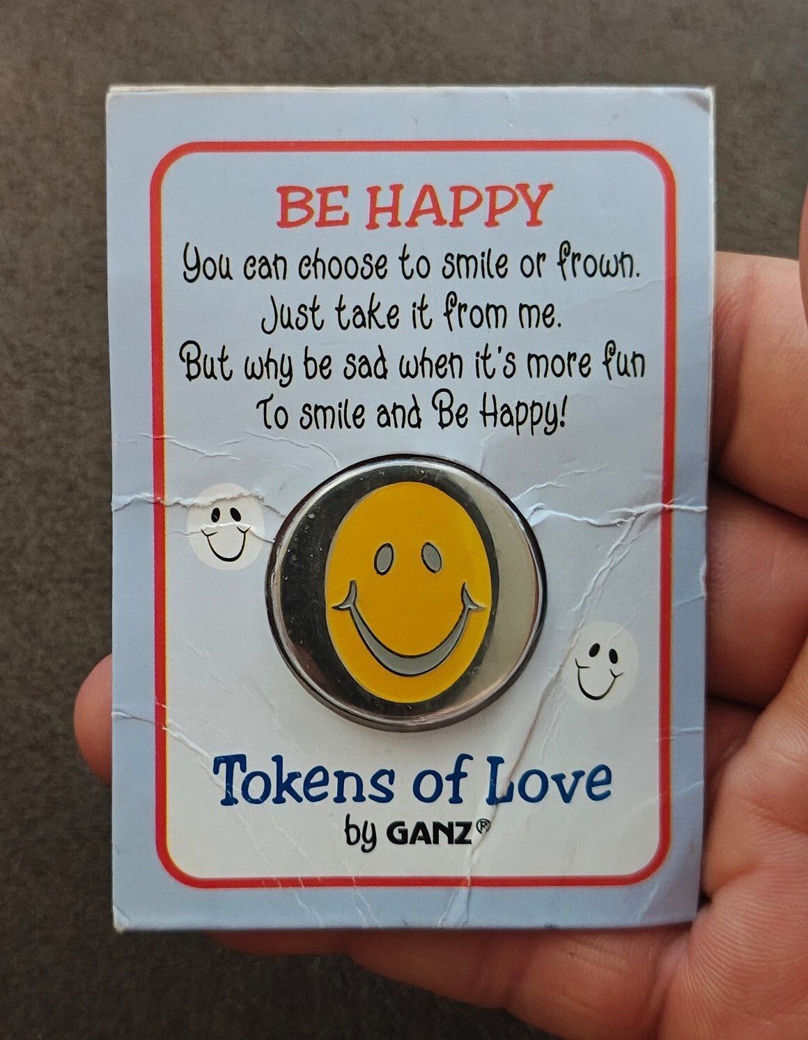 Ganz "Be Happy" Smiley Face Pocket Token From The Tokens Of Love Collection New