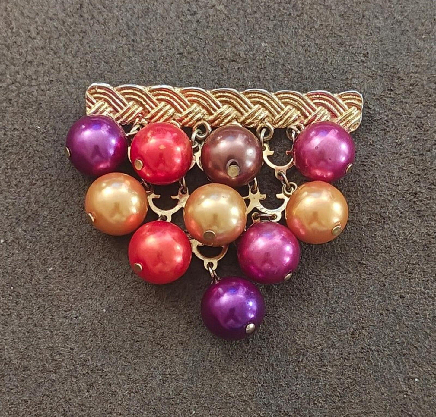 1960s Chandelier Style Gold Tone With Colorful Beads