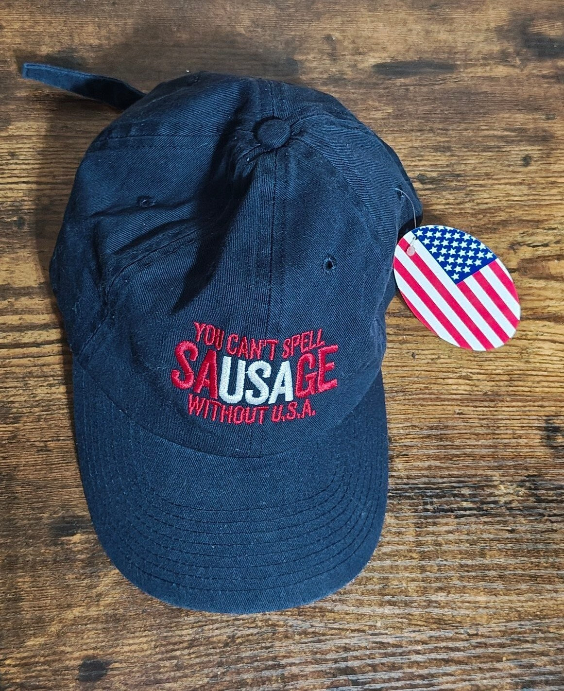 Funny Sausage USA Adjustable Blue Cap New With Tags.