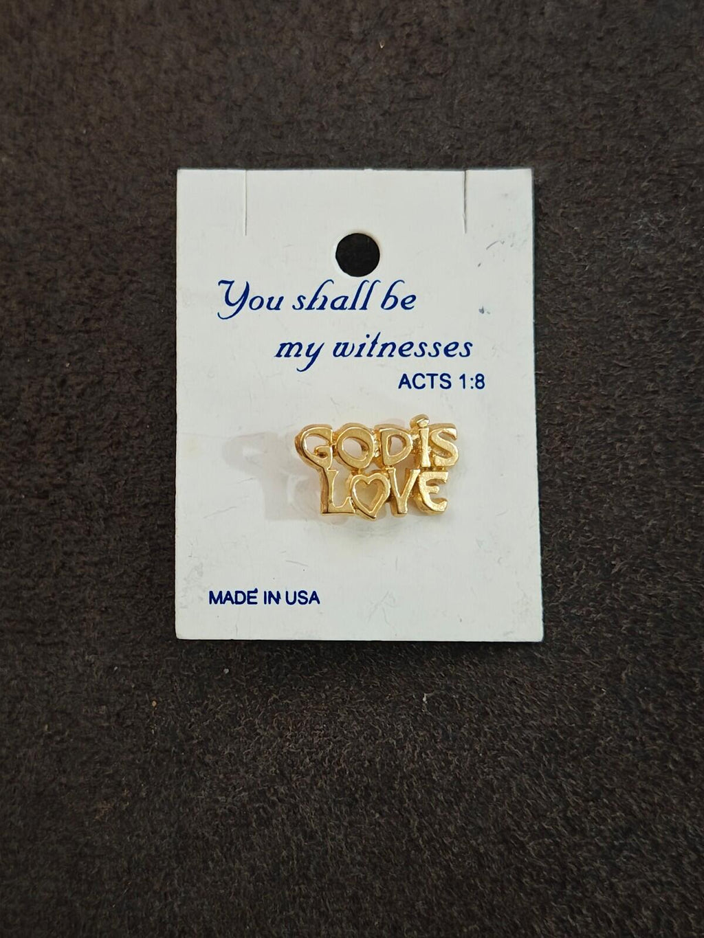 1980s Christian "God Is Love" Gold Tone Pin