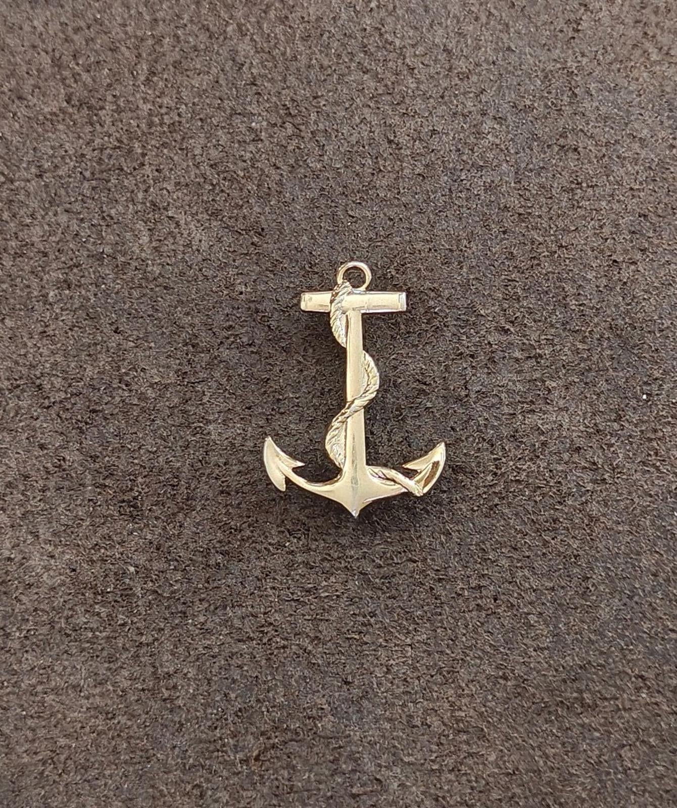 Gold Tone Anchor Pin & Pendant