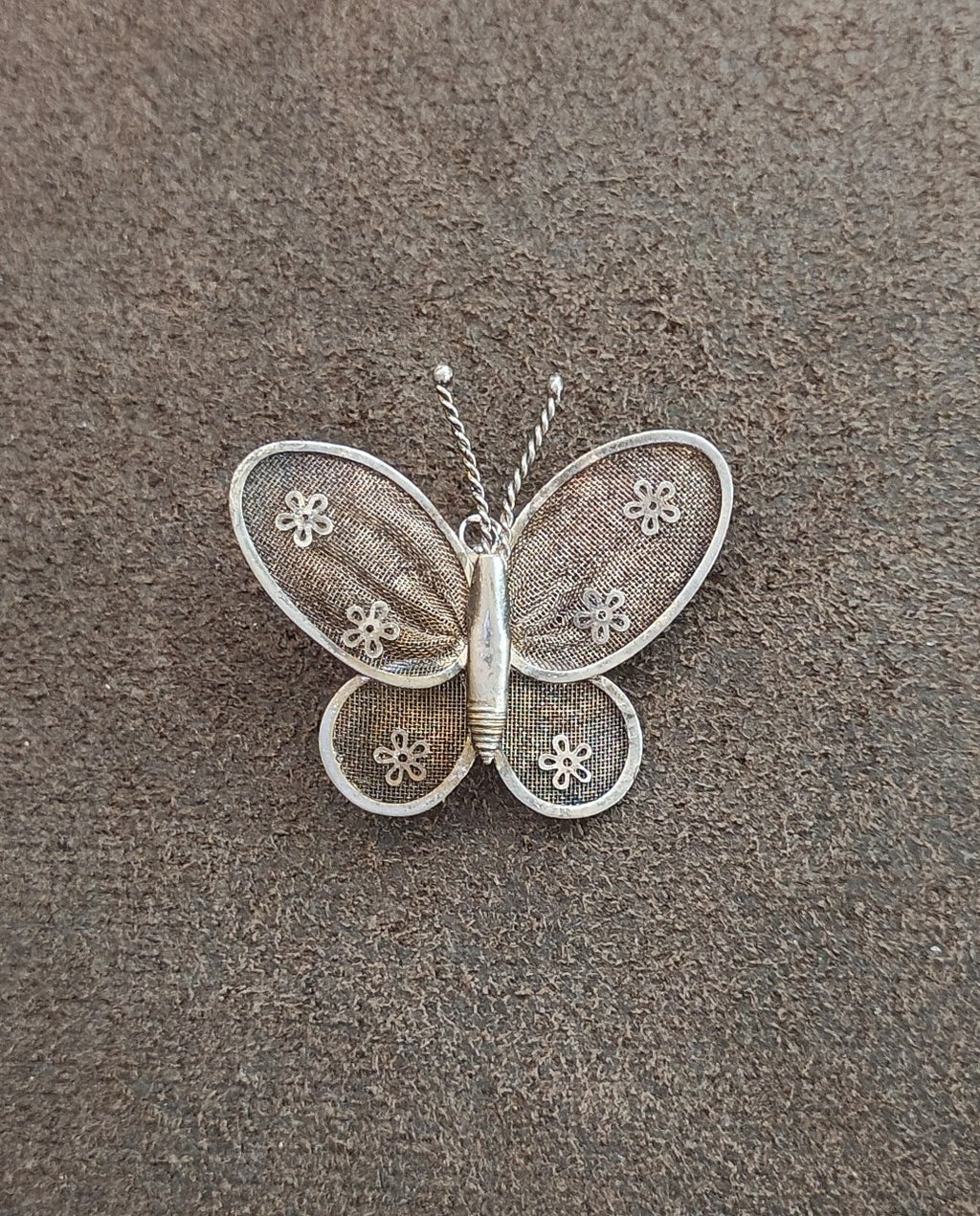 1960s/70s Silver Tone Mesh Butterfly Brooch & Pendant-Dual-Use Pin