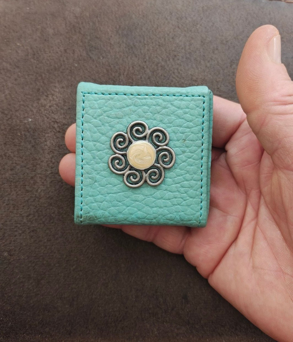 1980s Turquoise Pebbled Swirl Design Mini Trinket & Pill Box