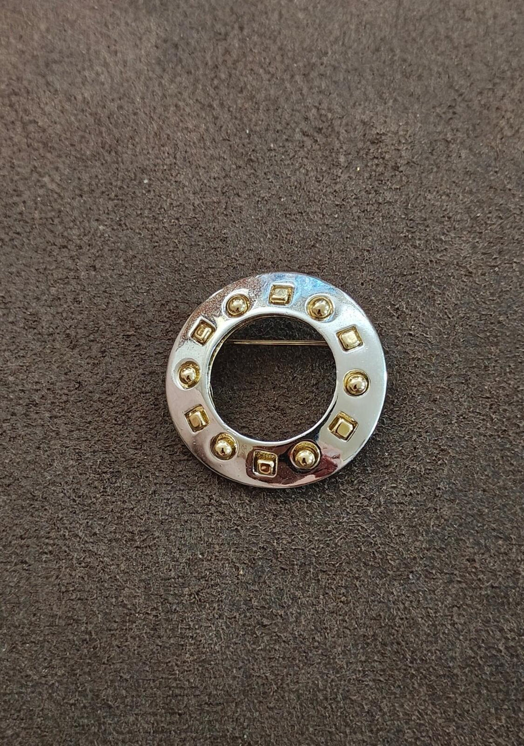 1980s Open Circle Two Tone Brooch Designed By ⁠Danecraft