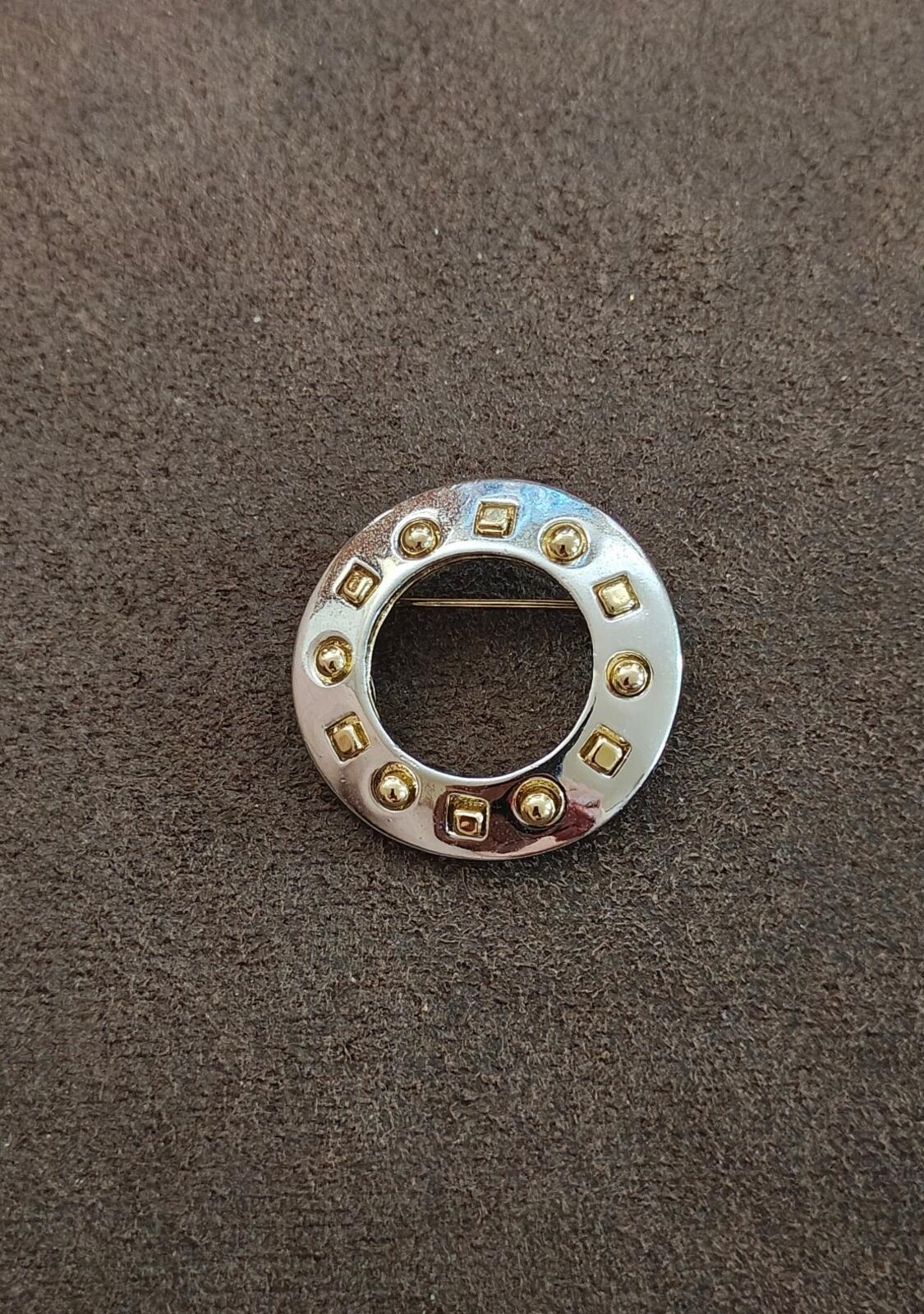 1980s Open Circle Two Tone Brooch Designed By ⁠Danecraft