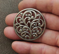 1980s/90s Round Silver Tone Filigree Scroll Pendant