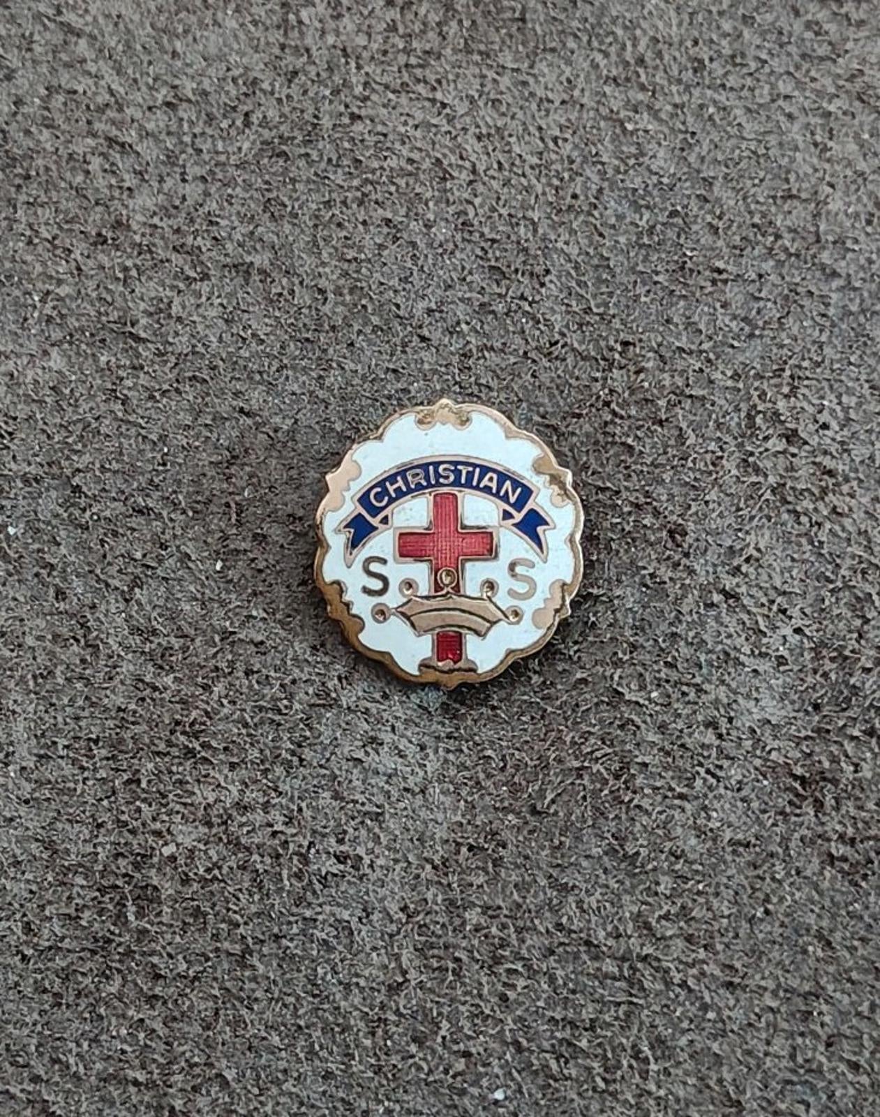 1930s Vintage Christian Sunday School Gold Tone Enamel Pin