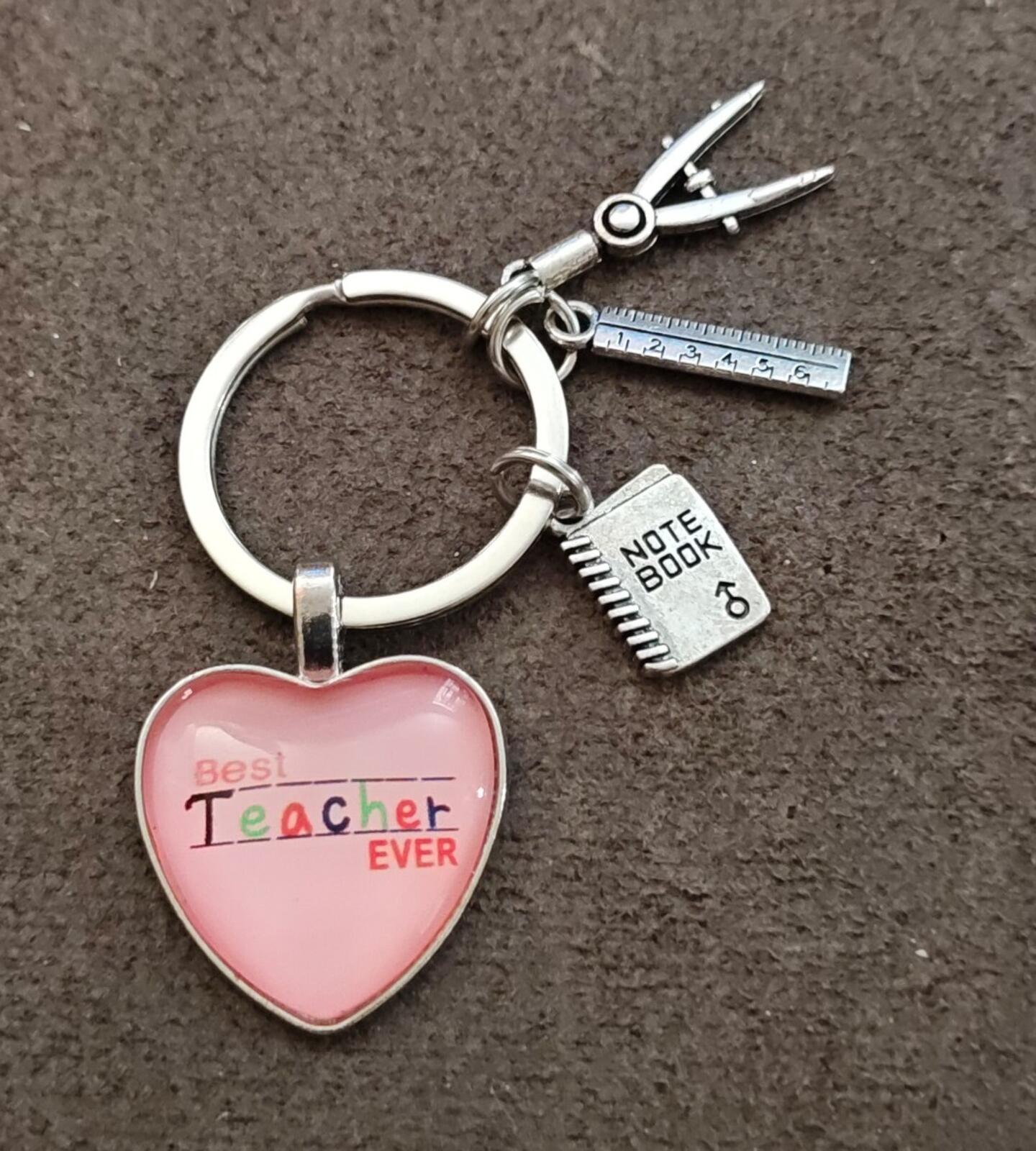 Best Teacher Ever Teacher Appreciation Silver Tone Keychain