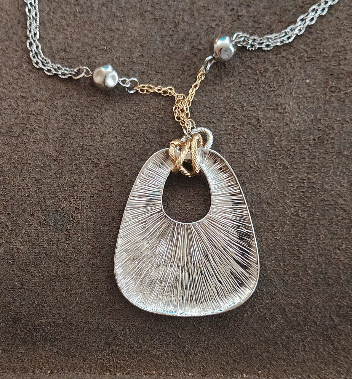 1980s Two Tone Statement Pendant Necklace