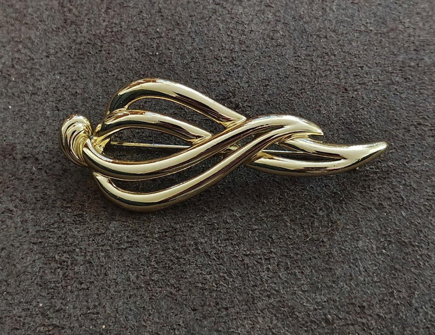1980s Danecraft Gold Tone Abstract Modernist Brooch