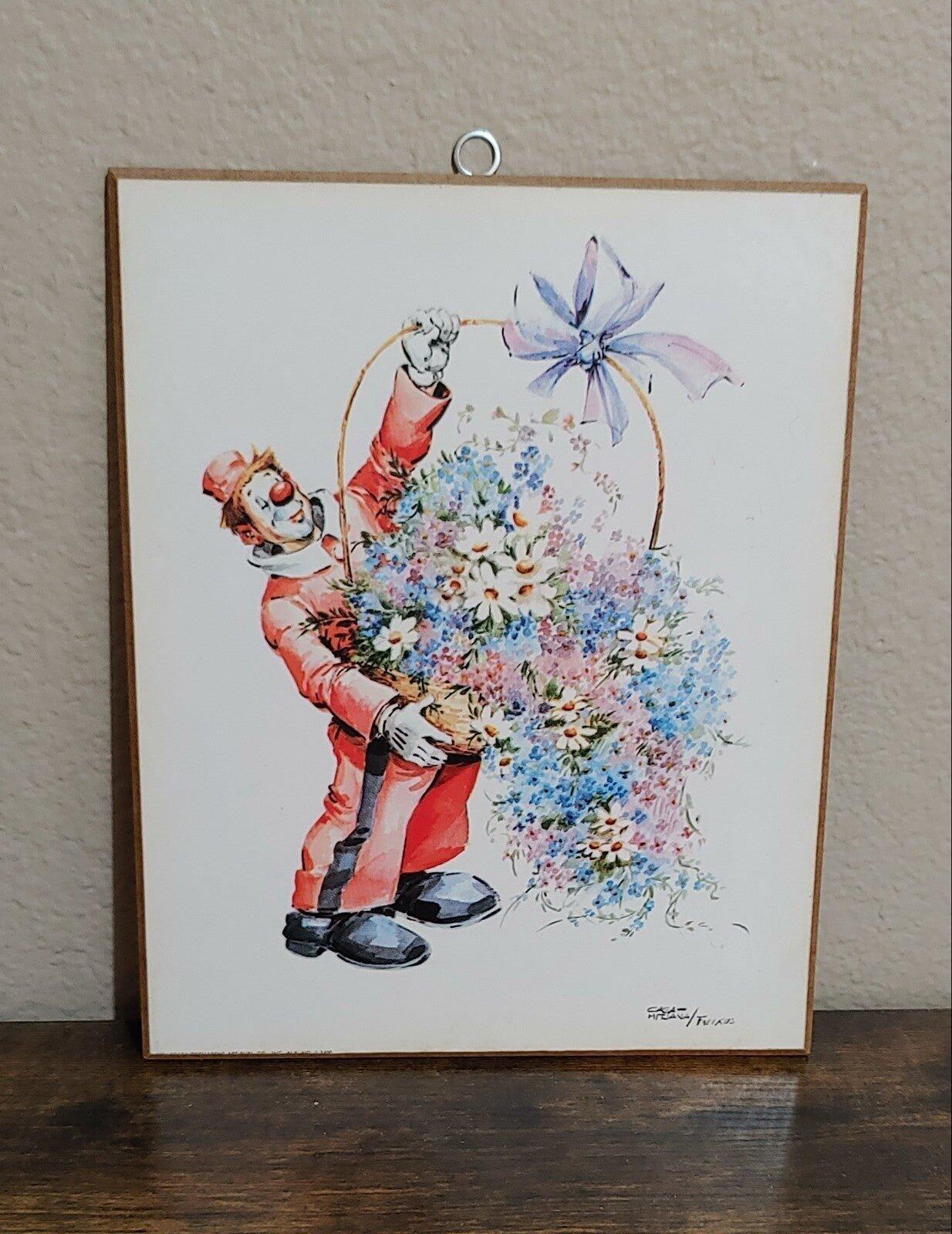70s Clown Wooden Wall Art/ Plaque By CASA-MITJANA/FREIXAS
