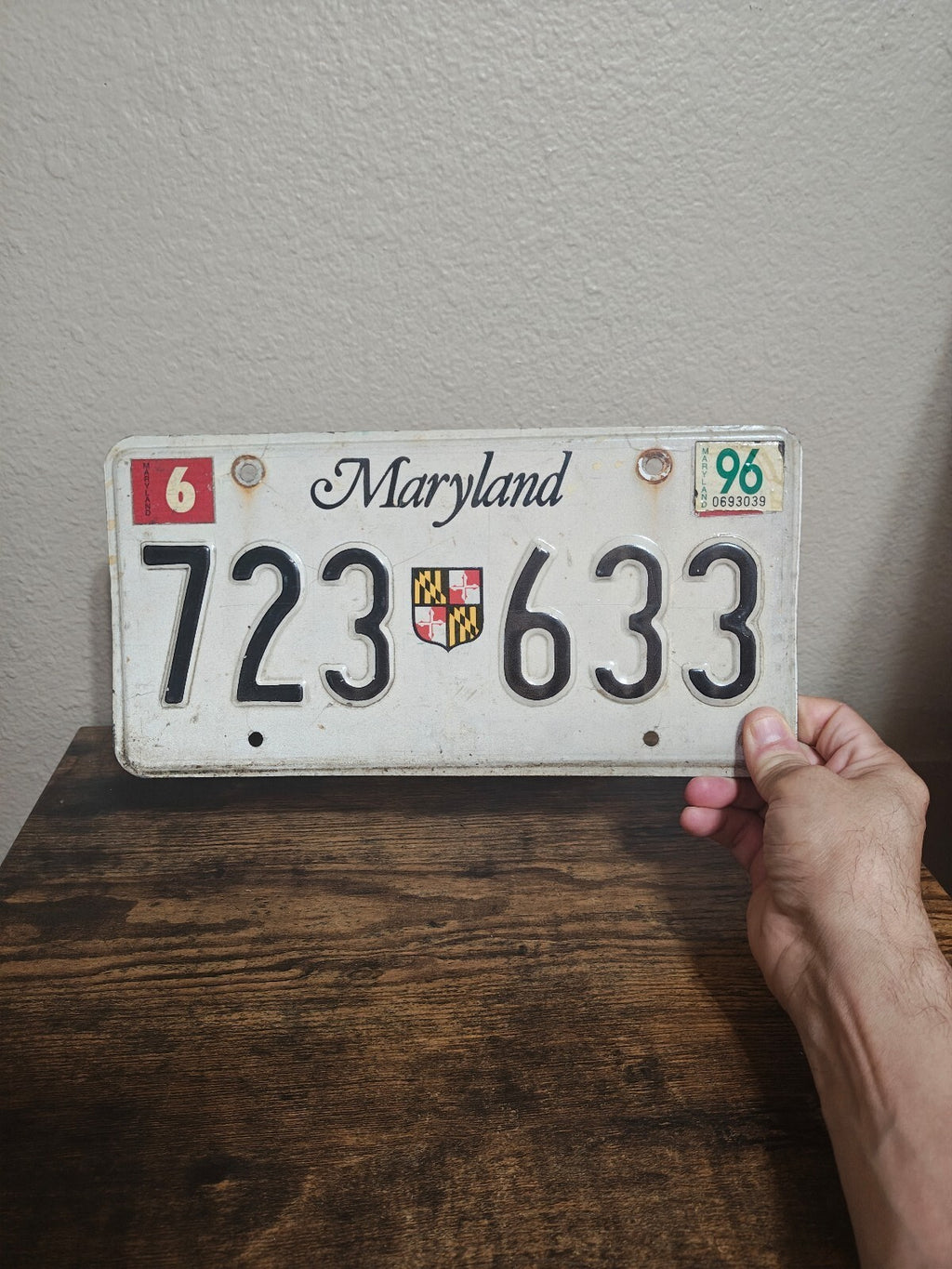 Maryland License Plate 1996 State Shield Emblem/Garage Decor