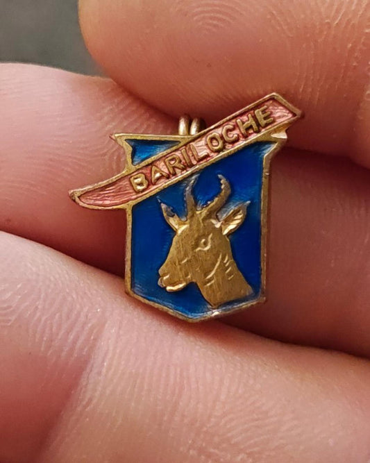 1940s/50s Bariloche Argentina Gold Tone Enamel Souvenir Pin