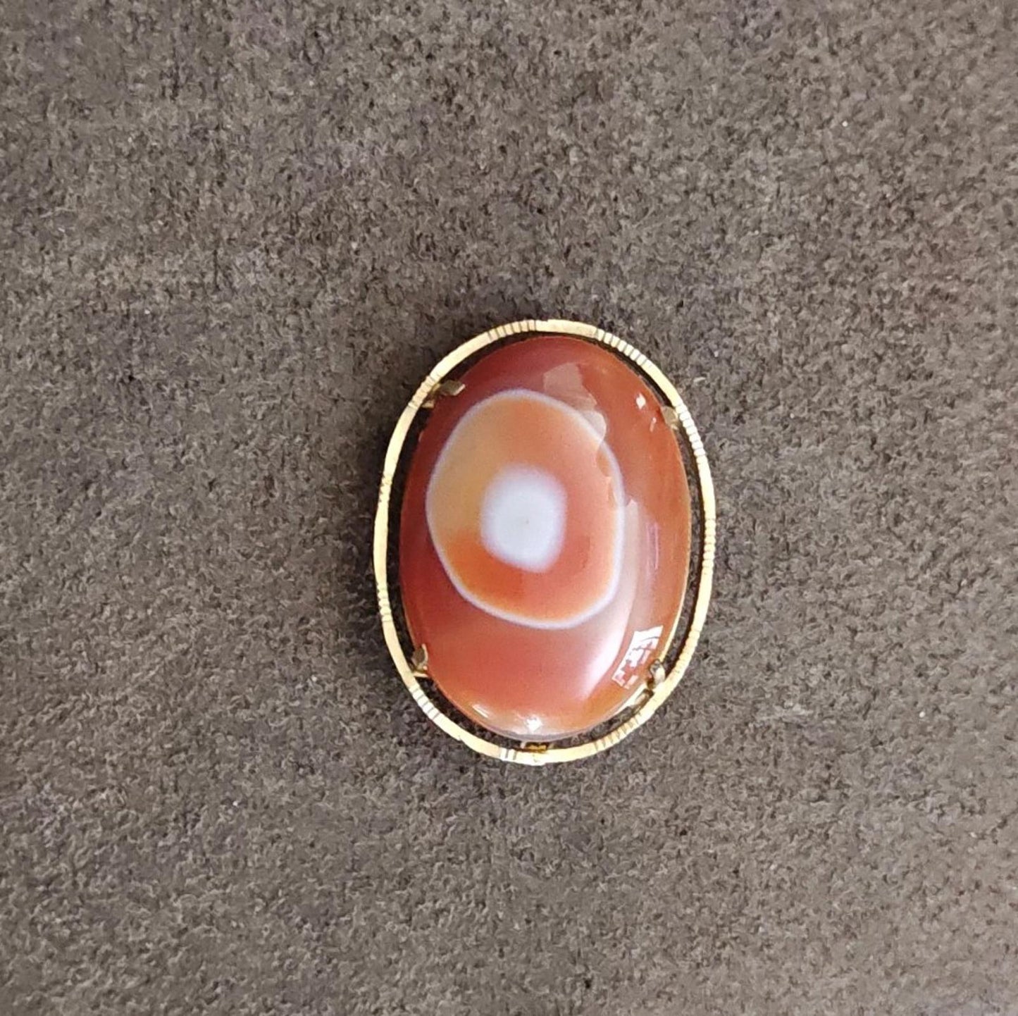 1950s/60s Japanese Kimono Obi Dome Agate Orange Large Brooch/Pendant