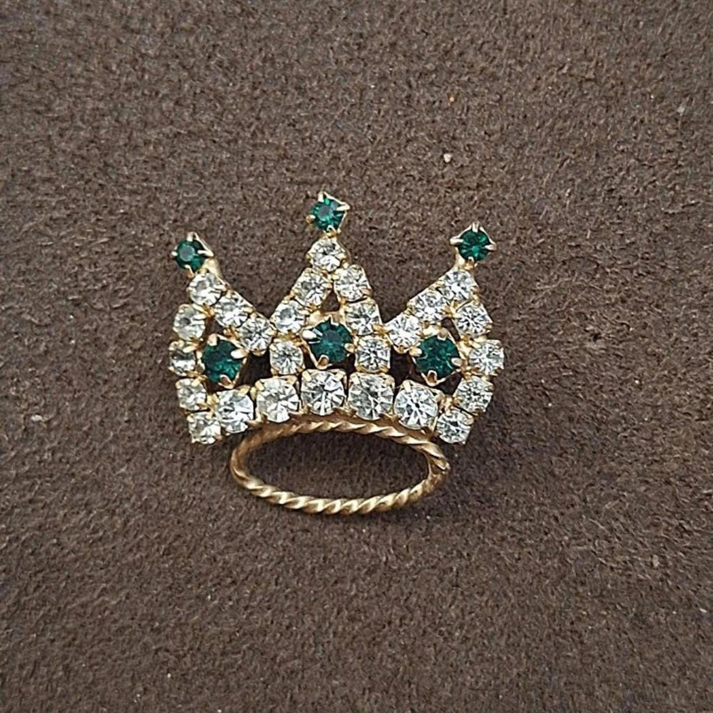 1980s Crown/Tiara Rhinestones Brooch