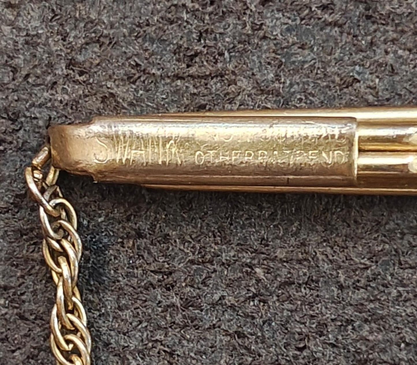 1930s Signed Swank Art Deco Style Gold Tone Tie Bar/Tie Clip