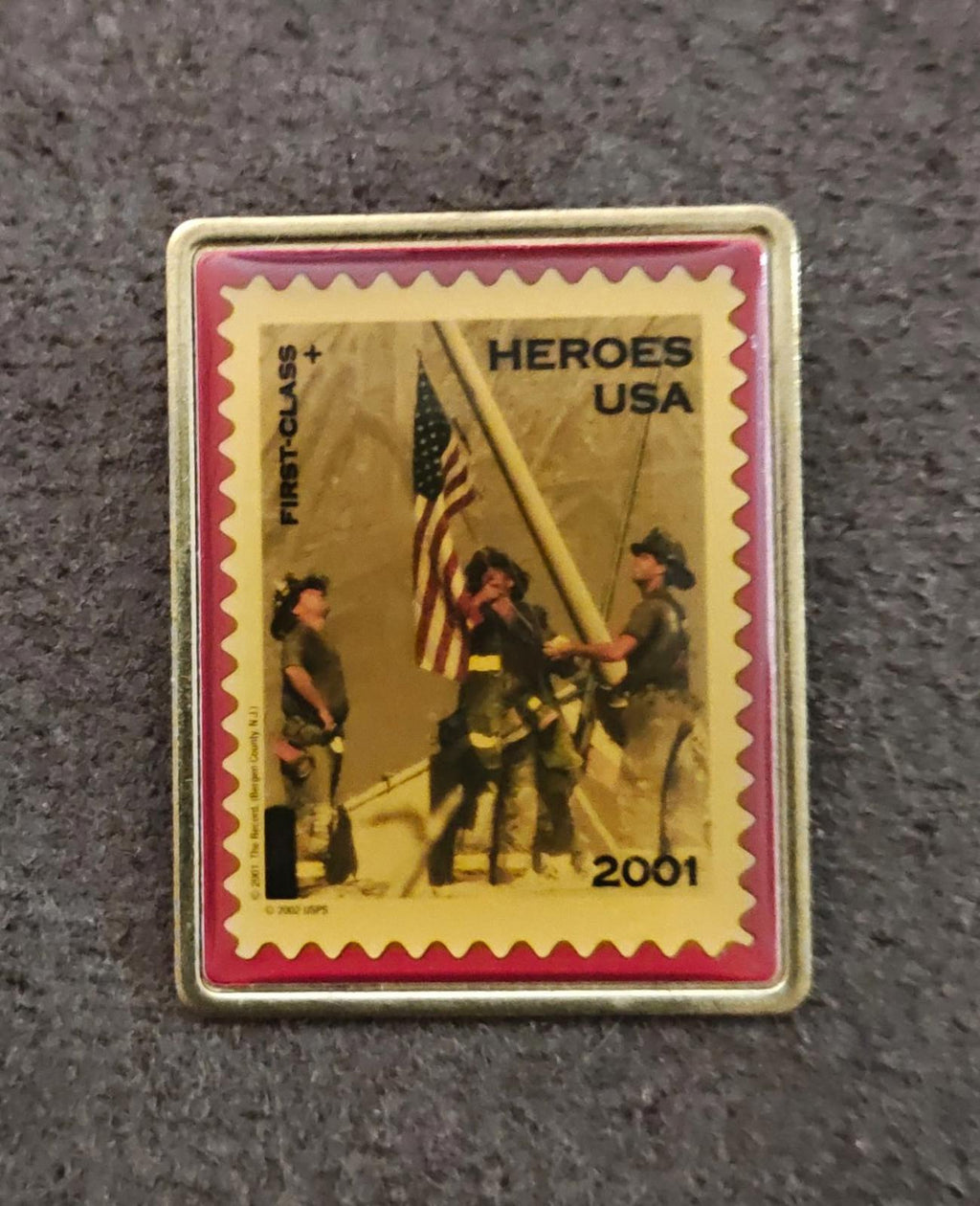 United States Postal Service "Heroes USA 2001" Commemorative Stamp Gold Tone Pin