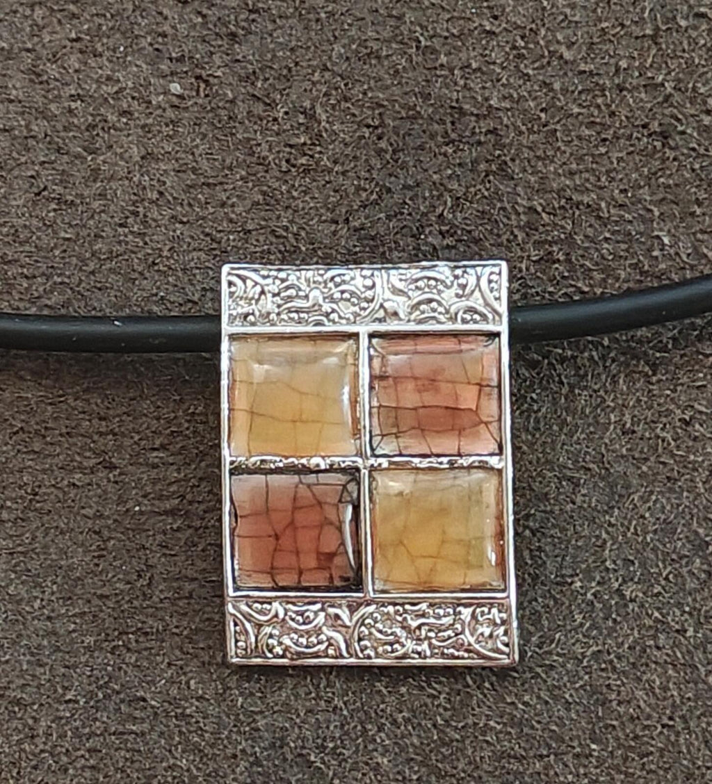 90s Signed Lia Sophia "Cupcake" Slide Pendant Designed With a Windowpane Grid