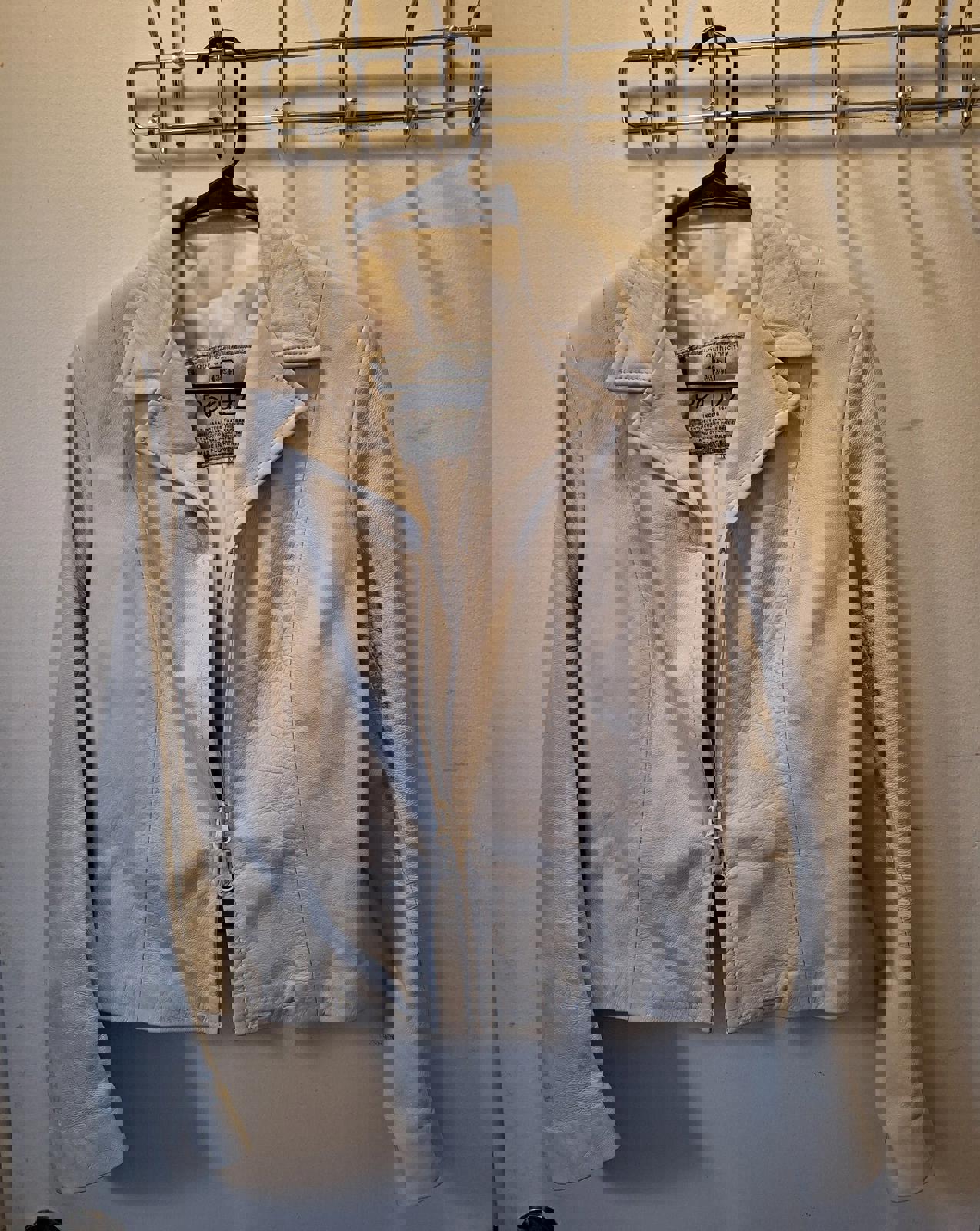 Peruzzi Cream Colored Leather Jacket Made in Florence, Italy