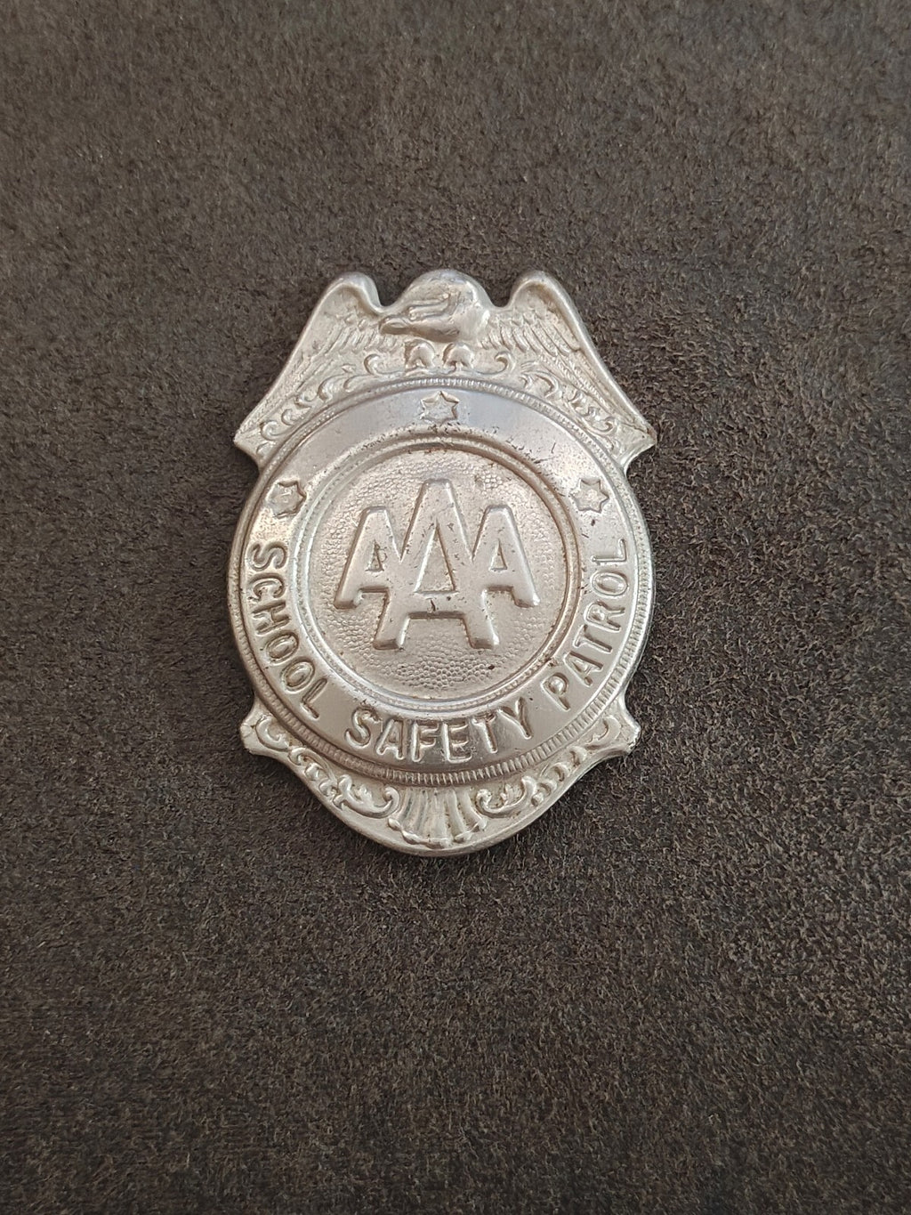 1950s/60s AAA School Safety Patrol Patrolman Shield Badge Pin.