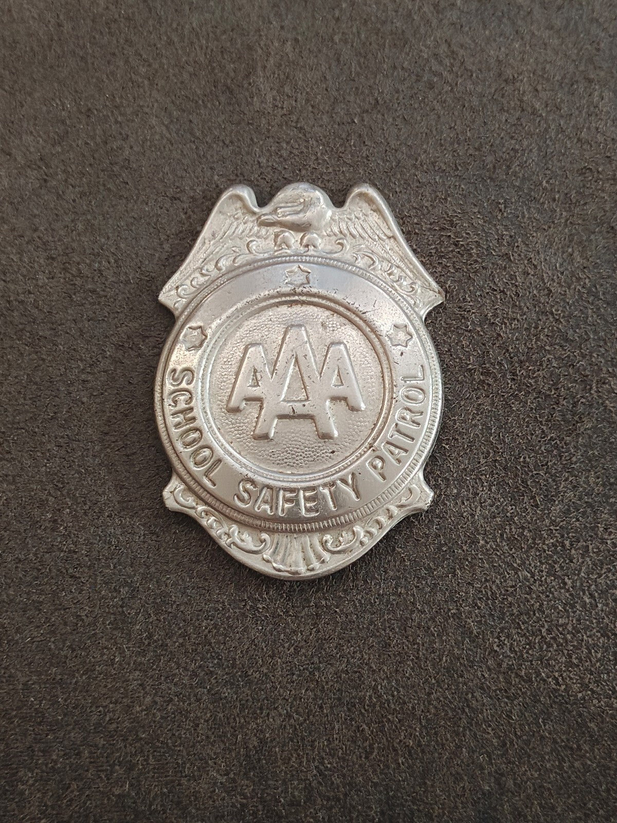 1950s/60s AAA School Safety Patrol Patrolman Shield Badge Pin.