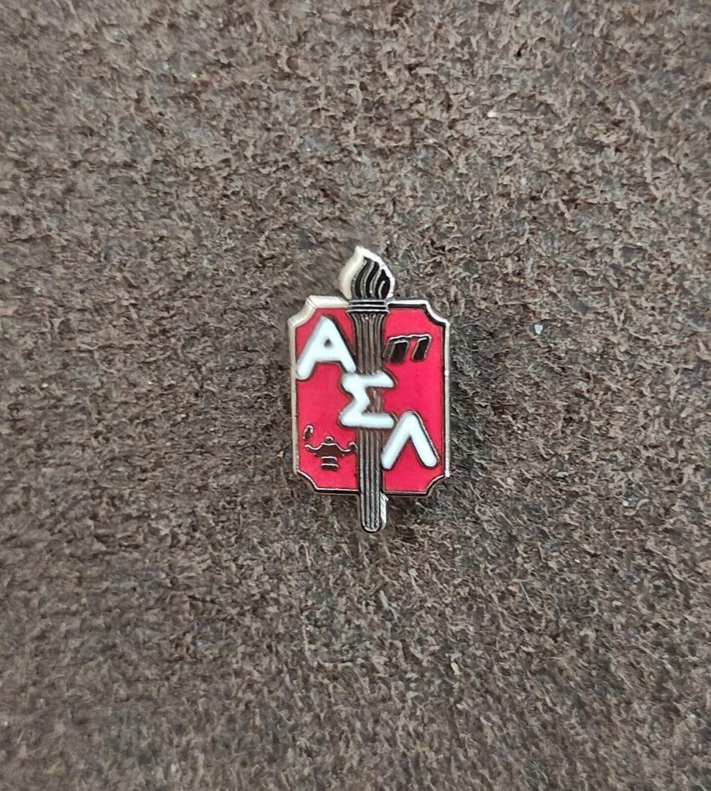 1970s/80s Alpha Sigma Lambda Honor Society (ΑΣΛ) Silver Tone Enamel Pin New