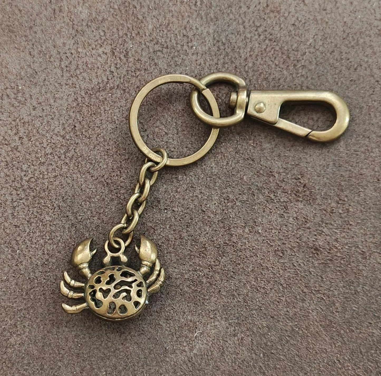 1990s Argento SC Green With Crystalized Swarovski Elements Crab Keychain