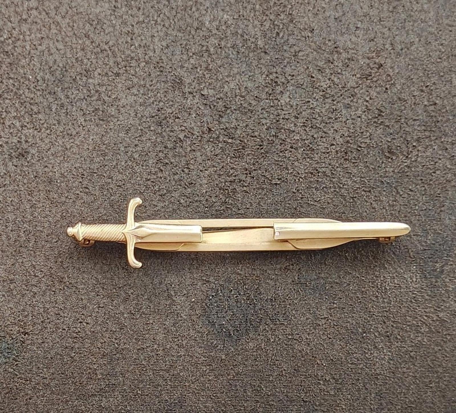 1940s/50s Gold Tone Anson Sword Tie Clip