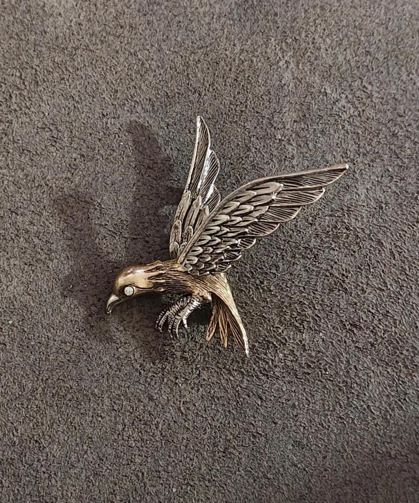 1960's Signed Art Pepper Two Tone American Eagle Patriotic Brooch Pin