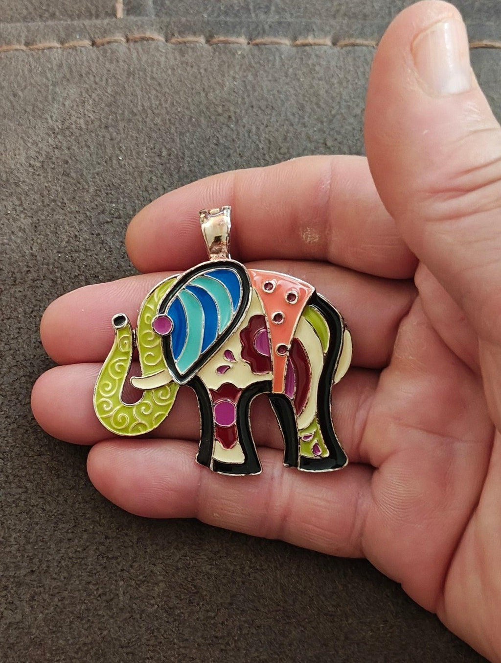 1980s/90s "Wearable Art" by  Roman Enamel Elephant Pendant