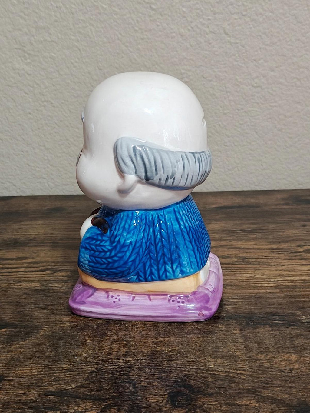 1970s Japanese Grandpa Ceramic Coin Bank Figure