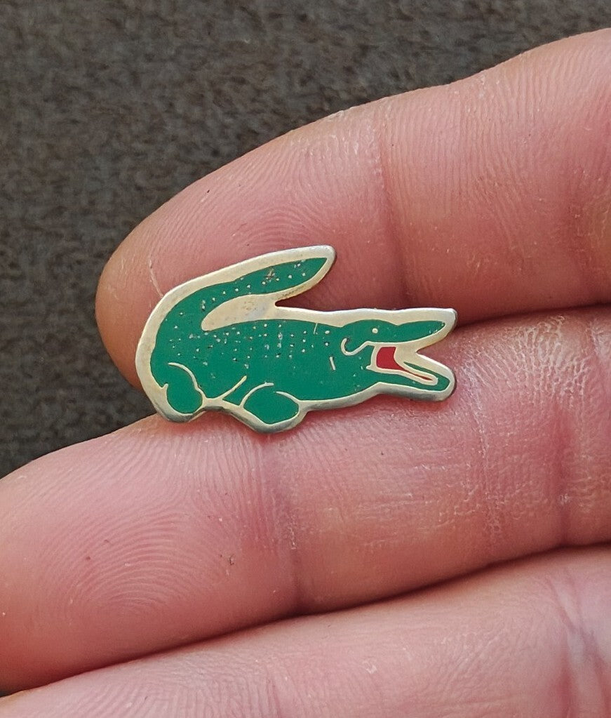 1980s Rare & Hard To Find Lacoste Gold Tone Enamel Crocodile Cloisonné Pin