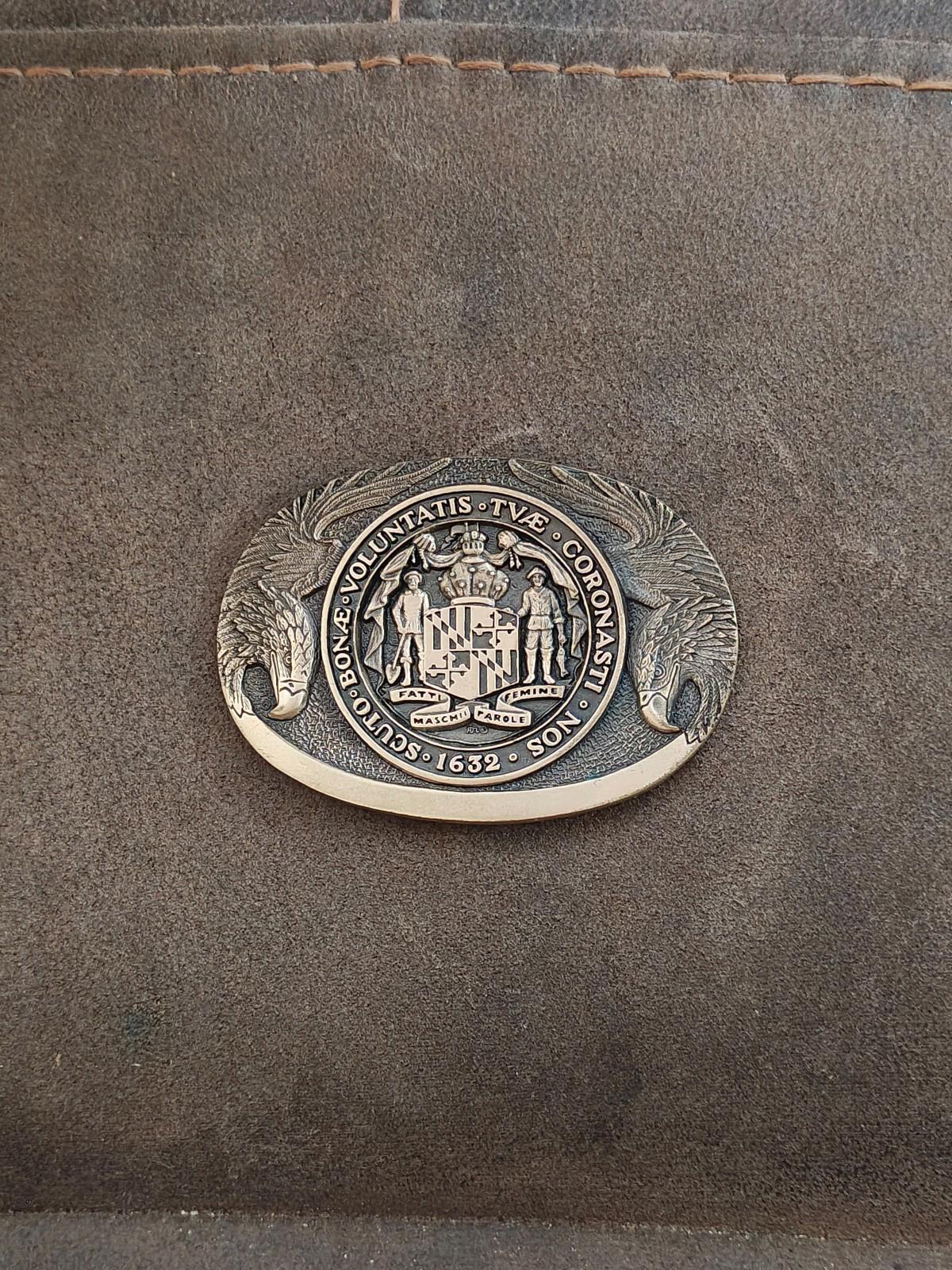 1980's ADM Solid Brass Maryland State Seal Belt Buckle First Edition No. 43