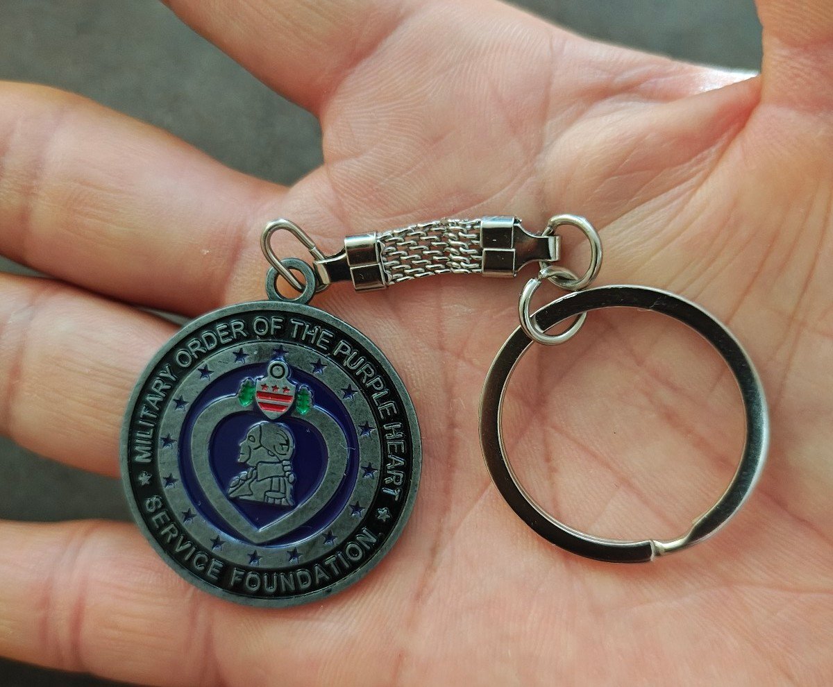 Vintage Military Order Of the Purple Heart Service Foundation Keychain