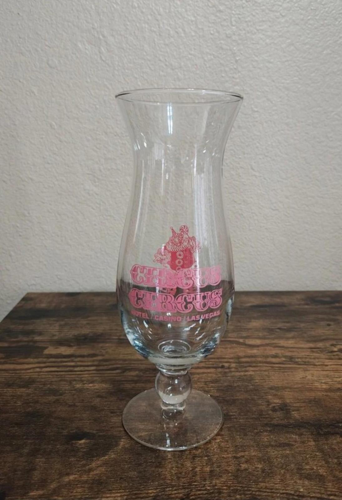 1990s Vintage Rare Circus Circus Hotel & Casino in Las Vegas Hurricane Glass.