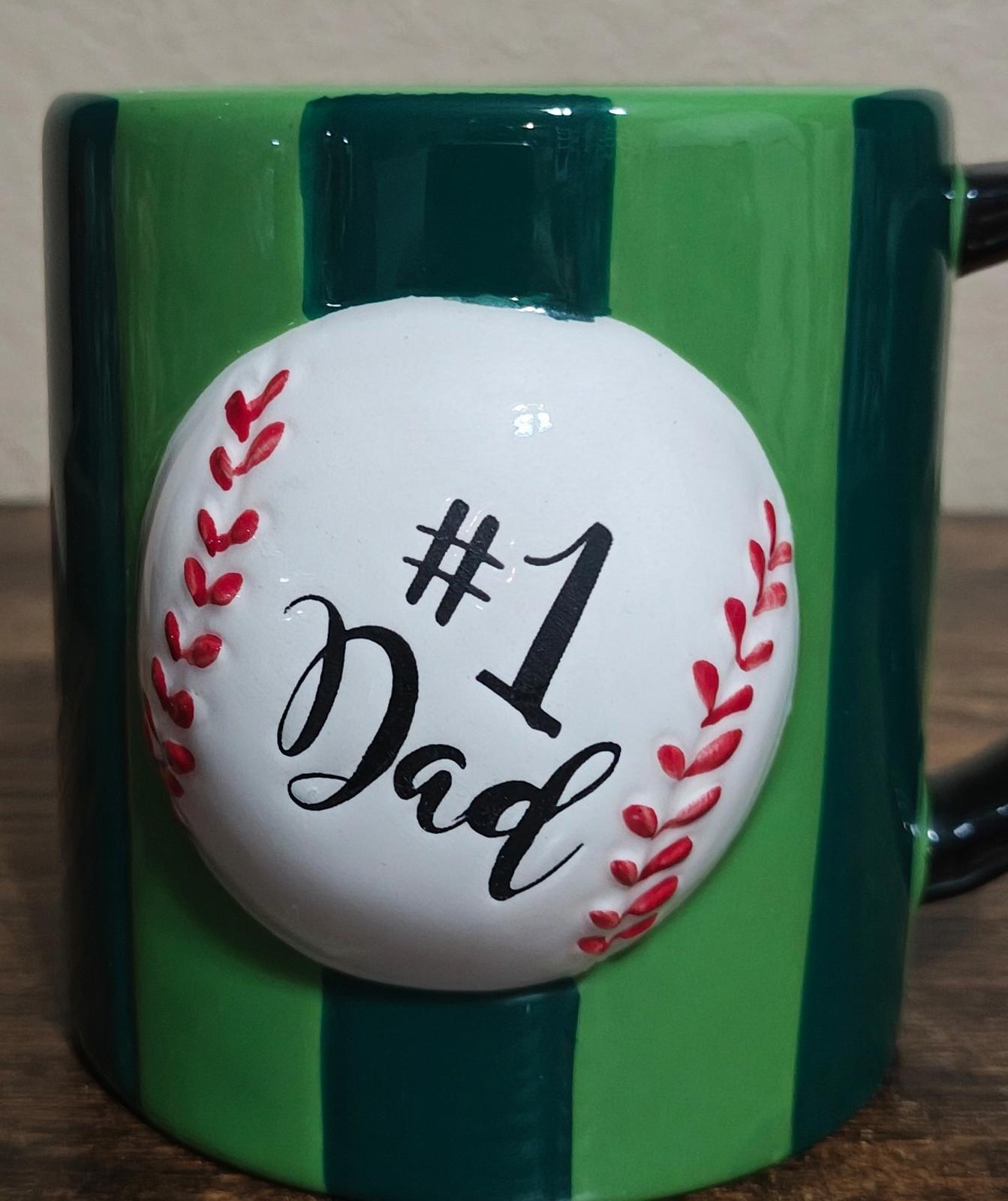 Hand Painted 3D Embossed #1 Dad Baseball Mug