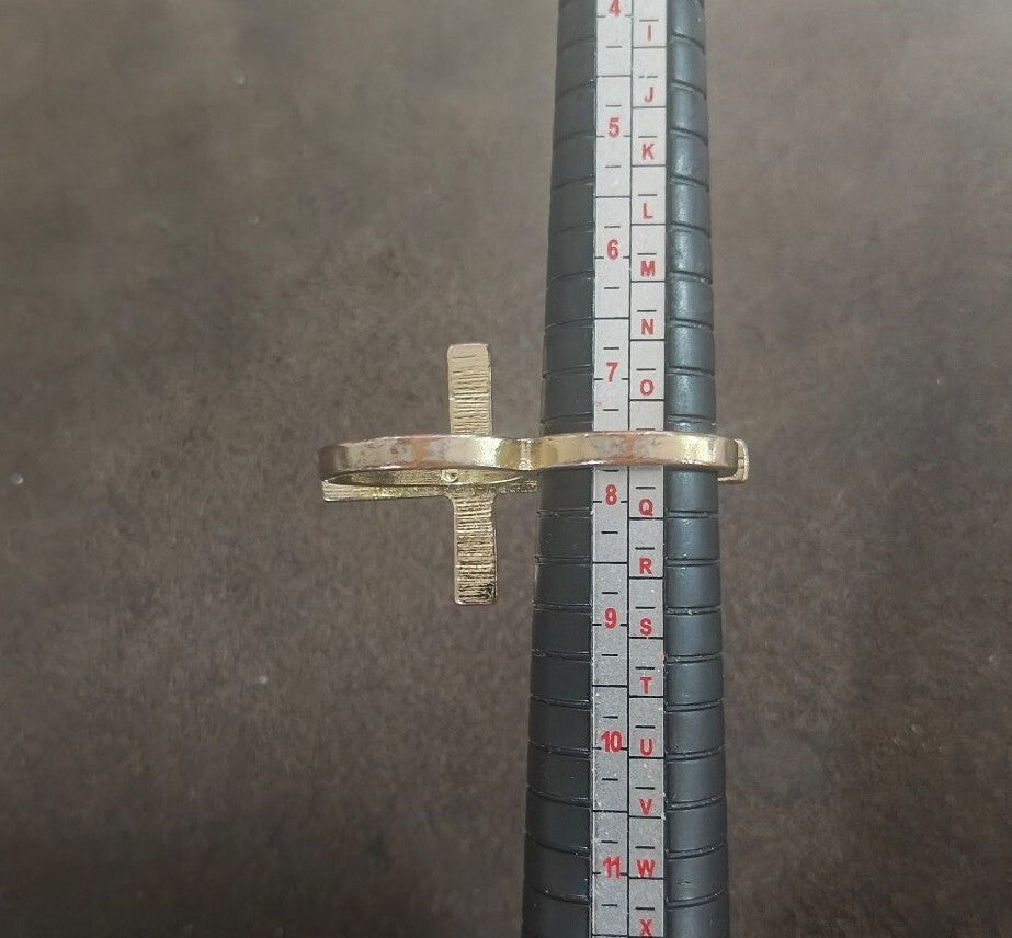 Gold Tone Double Finger Cross Ring