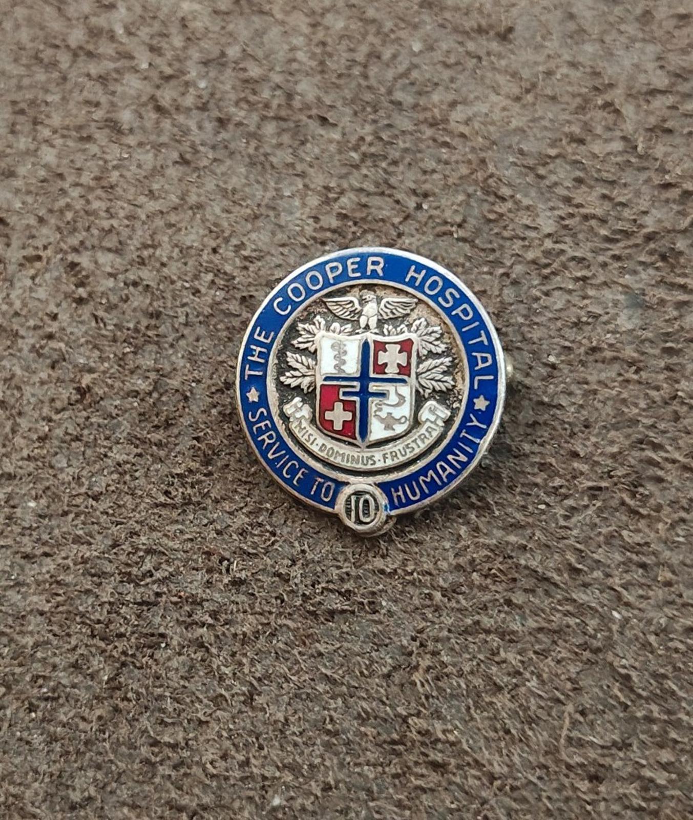 1950s/60s Silver 10-year Service Award The Cooper Hospital Camden New Jersey Pin