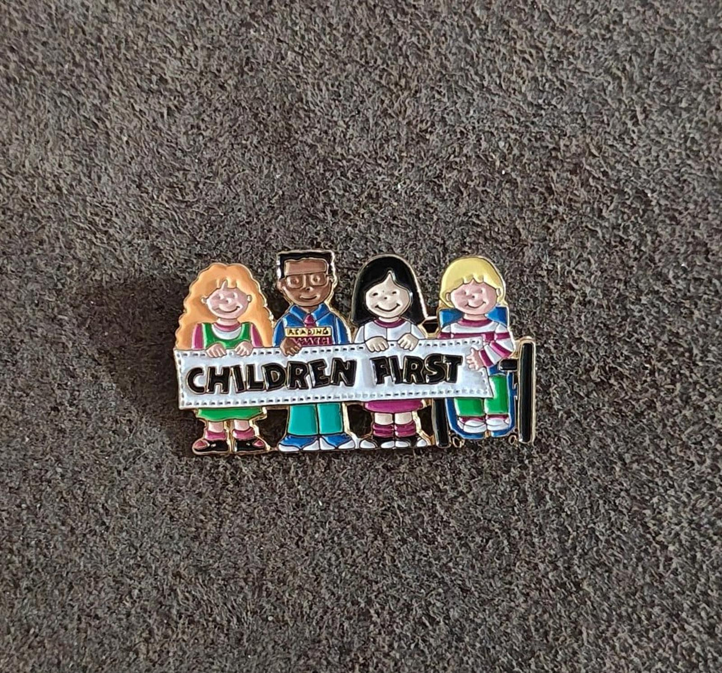 1990's Children First Gold Tone Enamel Pin