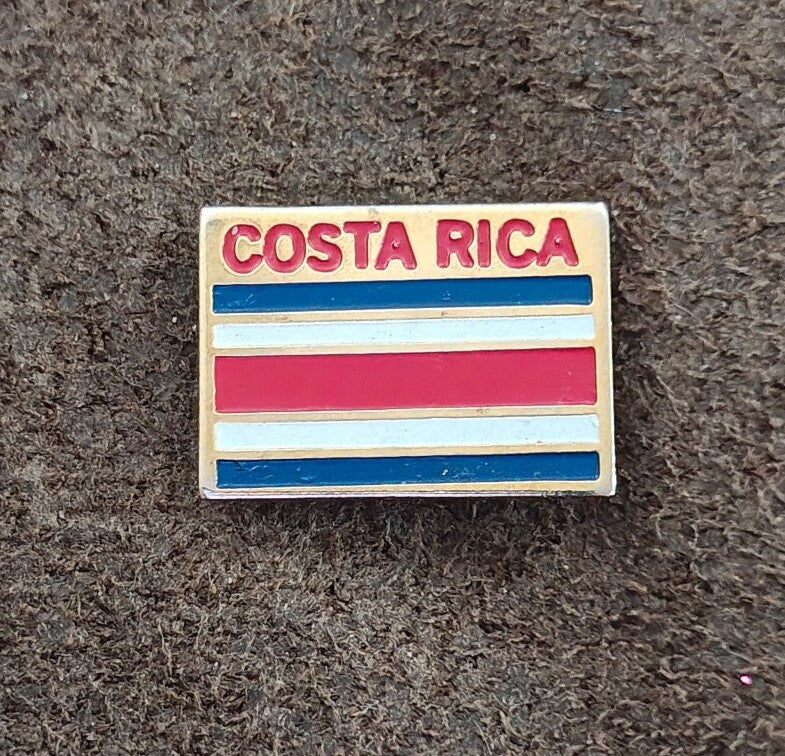 1980s Costa Rica Flag Gold Tone Enamel Travel Souvenir Pin