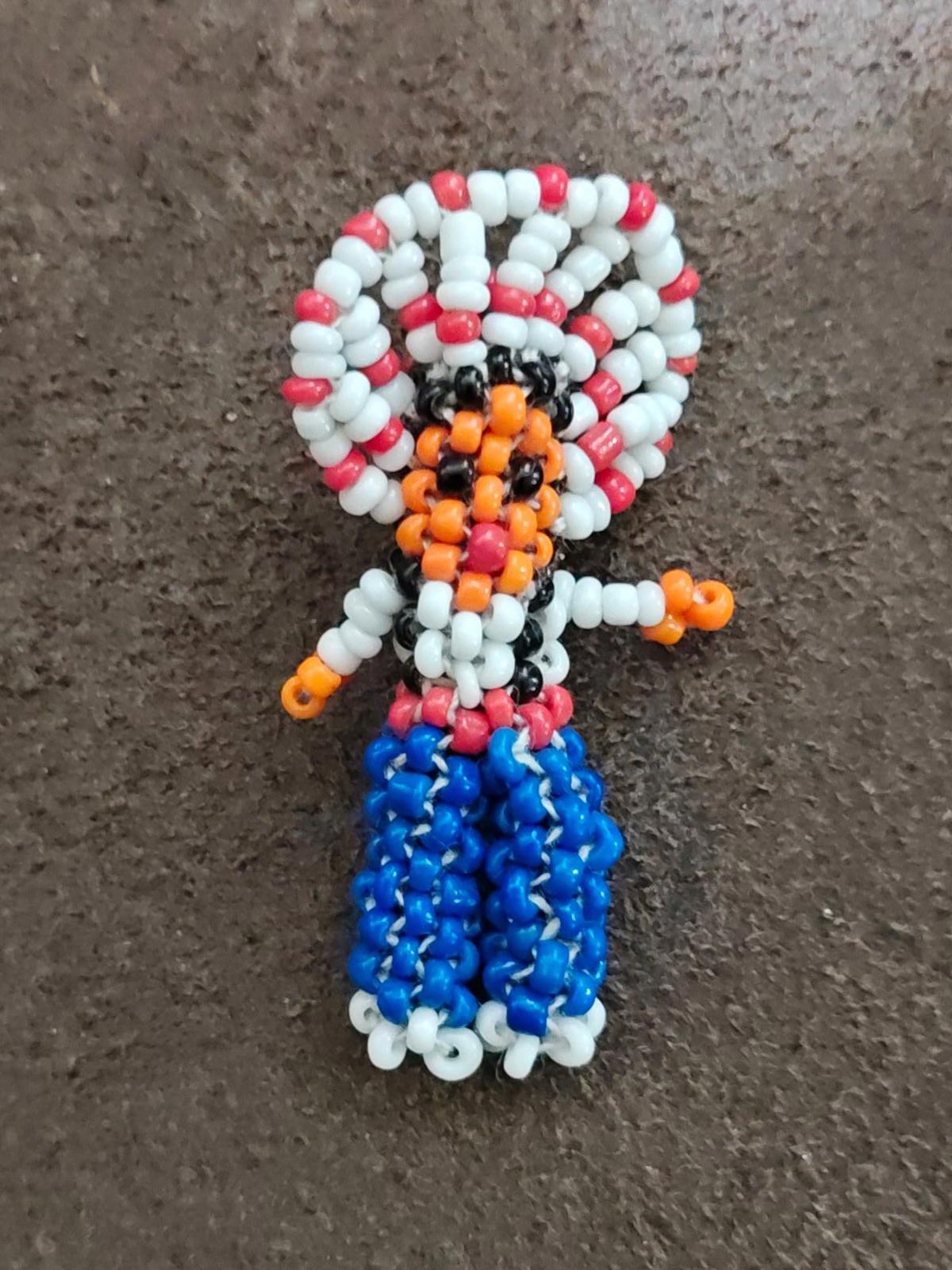 1960s/70s Handcrafted  Native American Seed Bead Figure Brooch