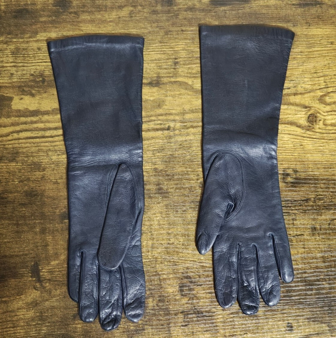 1950s/60’s Bamberger’s New Jersey Dark Navy Blue Long Leather Gloves