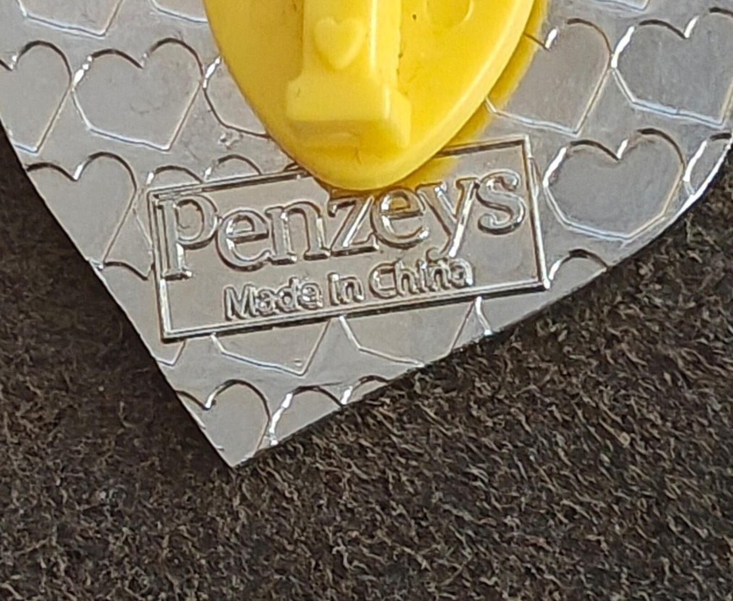 Penzeys "Teach" Heart Pin With Red, Purple & Yellow Enamel