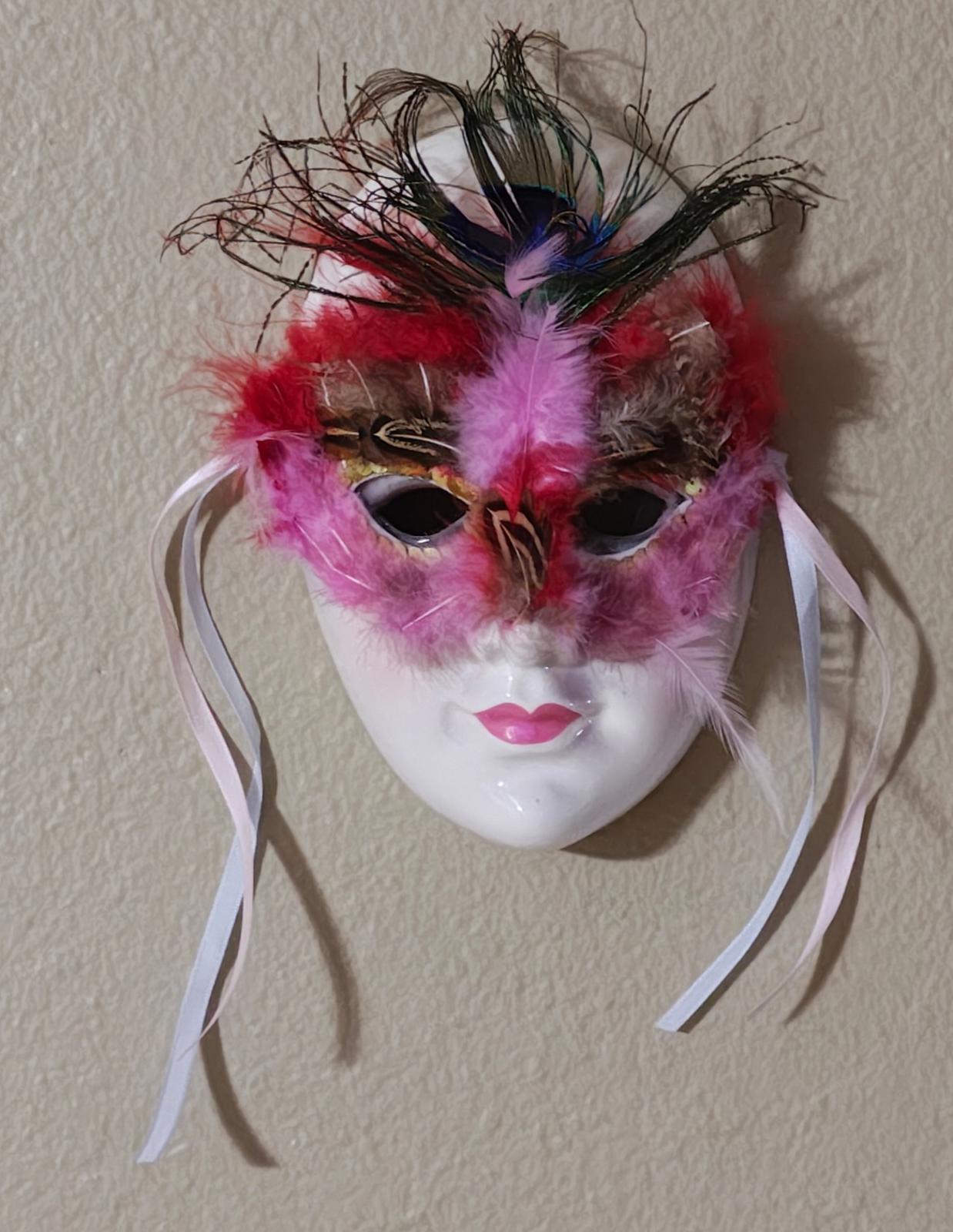 1980's Lis Hand painted Porcelain Masquerade Mardi Gras Mask