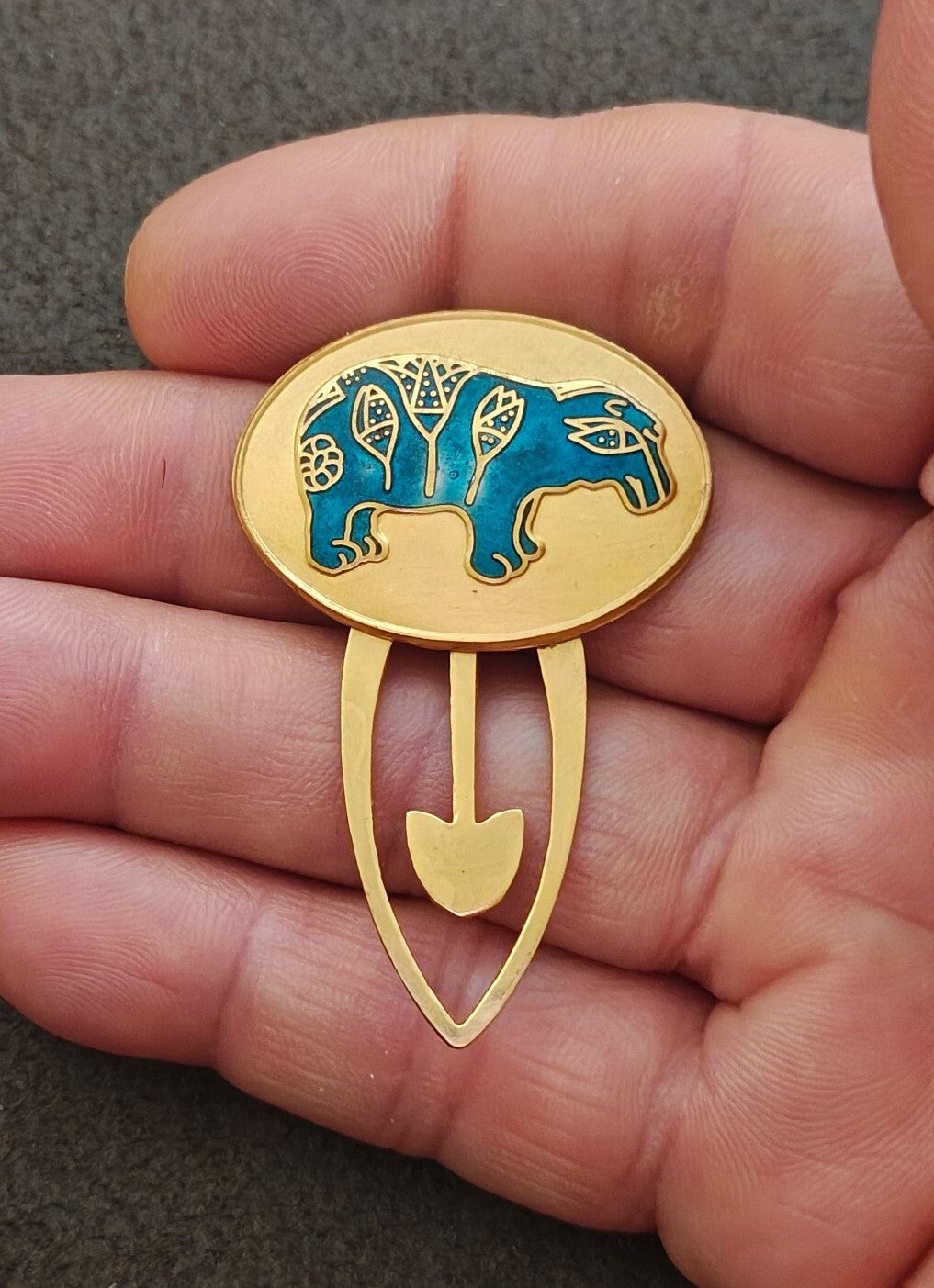 1985 Metropolitan Museum of Art (MMA)  Gold Tone Blue Enamel  Clip Bookmark