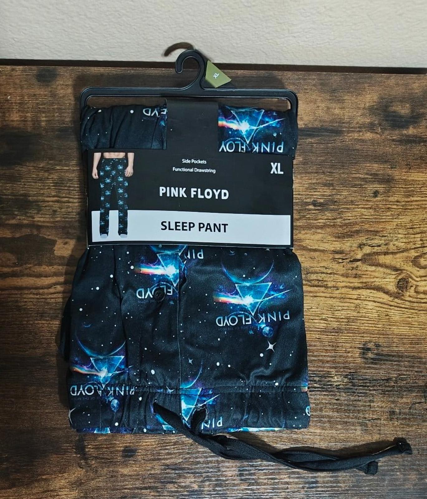 Black galaxy-print sleep pants with drawstring waist, XL size label