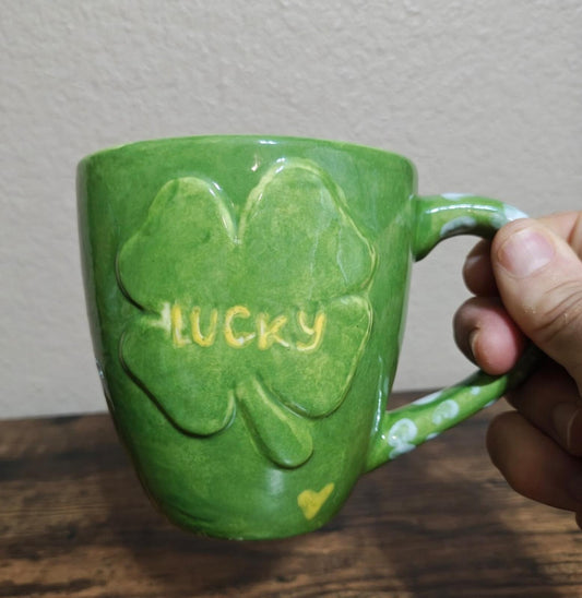 Large Green Lucky Ceramic Mug