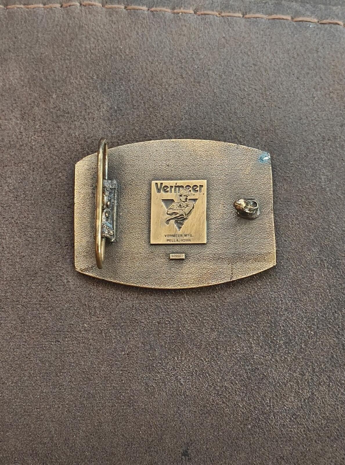 1970s/80s Vermeer Manufacturing Company Solid Brass Advertising Belt Buckle
